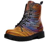 Ulalaza Women's Lace-Up Combat Boots Vintage Pattern Print Chunky Platform-Sole Ankle Booties Tiger Stripe Camo Casual Printed Short Boots