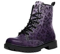 Ulalaza Women's Lace-Up Combat Boots Vintage Pattern Print Chunky Platform-Sole Ankle Booties Tiger Stripe Camo Casual Printed Short Boots