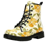 Ulalaza Women's Lace-Up Combat Boots Vintage Pattern Print Chunky Platform-Sole Ankle Booties Tiger Stripe Camo Casual Printed Short Boots