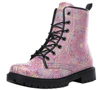 Ulalaza Women's Lace-Up Combat Boots Vintage Pattern Print Chunky Platform-Sole Ankle Booties Tiger Stripe Camo Casual Printed Short Boots