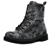 Ulalaza Women's Lace-Up Combat Boots Vintage Pattern Print Chunky Platform-Sole Ankle Booties Tiger Stripe Camo Casual Printed Short Boots