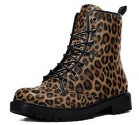 Ulalaza Women's Lace-Up Combat Boots Vintage Pattern Print Chunky Platform-Sole Ankle Booties Tiger Stripe Camo Casual Printed Short Boots