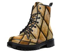 Ulalaza Women's Lace-Up Combat Boots Vintage Pattern Print Chunky Platform-Sole Ankle Booties Tiger Stripe Camo Casual Printed Short Boots