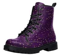 Ulalaza Women's Lace-Up Combat Boots Vintage Pattern Print Chunky Platform-Sole Ankle Booties Tiger Stripe Camo Casual Printed Short Boots