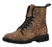 Ulalaza Women's Leopard Print Combat Boots Lace Up Mid Ankle Booties Colorful Animal Pattern Fashion Casual Short Boots