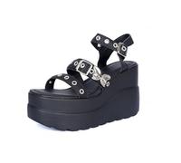 Ulalaza Women's Soft Comfortable PU Open Toe Slide Sandals No-slip Footbed, Hollow Out Slip on Flats Ladies Perfect for Indoor or Outdoor,Great for Walking, Beach, Shopping, Vacation, Dating way.