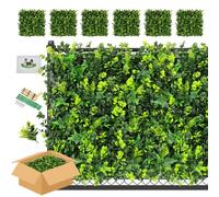 ULAND Artificial Hedges Plant Wall Panels, 6PCS Greenery Ivy Fence Screening, Home Garden Outdoor Wall Decoration 50 x 50cm (A009,6)
