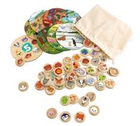 Ulanik Animals Bingo Game for 3 Year Olds, Wooden Board Games for Kids 4, 5, 6, 7, 8 Years Old, Toddler Board Games, Educational Preschool Toys - 48 pcs (Edition 1)