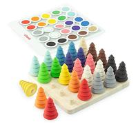 Ulanik Fir Trees on the Board Montessori Toy Wooden Sorter Game 25 Fir Trees 55 mm Age 1 + Colour Sorting and Counting Preschool Learning Education