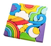 Ulanik In The Sky Wooden Pattern Blocks Puzzle, Montessori Toys for 3 Year Olds, Construction Toys for 3 Year Olds, Sensory Toys, Toddler Toys - 31 pcs