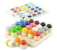 Ulanik Mushroom Glade, Montessori Toys for 3 Year Olds, Wooden Mushrooms, Kids Games, Sensory Toys, Toddler Toys, Colour Sorting Toys, Counting Toys - 25 pcs