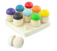 Ulanik Mushroom Glade, Montessori Toys for 3 Year Olds, Wooden Mushrooms, Kids Games, Sensory Toys, Toddler Toys, Colour Sorting Toys, Counting Toys - 9 pcs