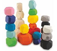 Ulanik Stacking Stones Toddler Montessori Toys for 3+ Year Olds Baby Wooden Building Blocks Game for Learning Colour Sorting & Counting - 25 Balancing Stones