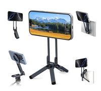 ULANZI MA38 Magnetic Phone Tripod Aluminum, Carabiner-Shaped Maglock, Mini Selfie Stick, 52N Magnet Foldable Hook Stand for Desk w Arca Uka Mount & Back Compatible with iPhone 1716 15 14 13 12 MagSafe