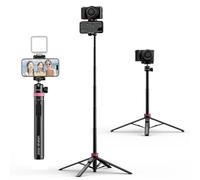 ULANZI MT-44 B [ 2026 UPGRADED] Auto Open Phone Tripod 59'', Four-Leg Stand with Dual Camera Set up, 360° Ball Head Cold Shoe 1/4" Thread, Selfie Stick Bluetooth for DSLR Action Cameras iPhone Samsung
