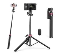 ULANZI MT-78 185cm Extendable Phone Tripod, 72.83" Selfie Stick Bluetooth, 2 in 1 Camera Tripod Stand with Clip, 360° Ball Head, Quick release plate, Cold Shoe, for iPhone, Sumsung, DSLR