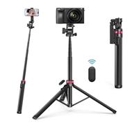 ULANZI MT-78 Extendable Phone Tripod, Metal 72.83" Selfie Stick Camera Tripod Stand with 2 in 1 Phone Clip, 360° Ball Head Camera Tripod with Cold Shoe for iPhone Sony Canon, Lightweight for Travel