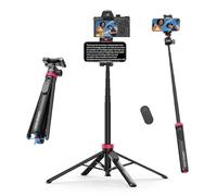 ULANZI New MT-44 B Extendable Phone Tripod, Four-Leg Tripod, 59" Selfie Stick Vlog Stand with 2 in 1 Phone Clip, Black