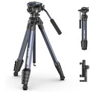 ULANZI Ombra Video Ⅱ Camera Tripod with Fluid Head, 61.5" Travel Tripod with 360° Rotated Arca Quick Release Plate, Portable Stand for Phone Camera Vlogging Video Shooting with Carry Bag Phone Clamp