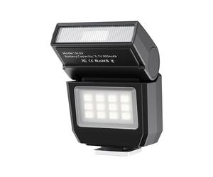 ULANZI SL03 Mini Camera Flash with Video Light for Sony/Canon/Fuji DSLR, GN8 6500K Camera Speedlite Flash Units， 90° Adjustable， 4 Power Levels (1/8~1/1)， Universal Single Contact Hot Shoe Black