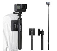 Ulanzi VL04 Selfie Stick w Backpack Mount Shoulder Strap, Extended Monopod Pole with Go pro Action Camera Adapter, Handheld Travel Pole w 1/4" Screw for Insta360 x5/4/3, DJI Pocket 3/Osmo Action 5/4