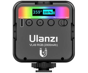 ULANZI VL49 RGB Mini Multi Colour LED Video Lamp for Smartphone and Camera Filling Light with Adjustable Colour Temperature (RGB + 2500K-9000K) and 2000mAh Battery for Video Vlog Studio Streaming