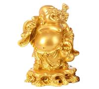 ulapithi Laughing Buddha Statue - Golden Laughing Buddha Statue - Fengshui Laughing Buddha Figurines Carving Money Bag God of Wealth Statue for Home Decoration