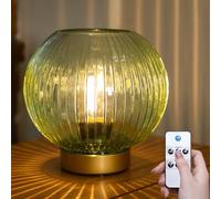 ULAROOM Battery Operated Lamp with Remote Control,Battery Powered Table Lamps with Timer&Replaceable LED Blub,Dimmable Brightness Small Lamp for New Home Gift Decorative Corner Bedroom (Green)