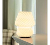 ULAROOM Battery Operated Mushroom Lamp - Vintage Small Table Lamp with Timer, Cordless Bedside Nightstand Lamp, Glass Battery Powered Lamp for Bedroom Kitchen Living Room Shelf Decor Aesthetic White