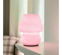 ULAROOM Battery Operated Mushroom Lamp - Vintage Small Table Lamp With Timer, Cordless Bedside Nightstand, Glass Battery Powered for Bedroom Kitchen Living Room Shelf Decor Aesthetic Pink