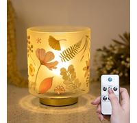 ULAROOM Battery Operated Small Lamp with Remote Control, Cordless Table Lamps with Timer, Portable Dimmable Brightness Bird Pattern Desk Lamp for Home Decorative Kids Bedroom (Blossom)
