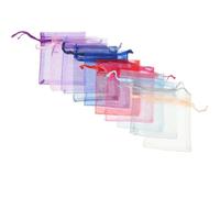 ULDIGI 100pcs Jewelry Bags Storage Bag Mesh Drawstring Design Lightweight Easy to Take Protect Items Assorted Colour Option for Wedding and Family Random Color