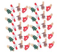 ULDIGI 100pcs Mini Christmas Wooden Clothespins Festive Tree Snowflake Photo Holders for Holiday Party Decorations Wooden Pegs for Craft Display and Card Hanging