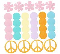ULDIGI 100pcs Throw Paper Retro Kitchen Table Round Dinner Table Flower Table Scatter Tie Dye Peace Sign Confettis Groovy Stickers Decor Round Paper Scraps Wedding Paper Dining Table