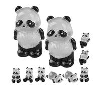 ULDIGI 10pcs Glow in Dark Miniature Resin Panda Figurines Cartoon Animal Decor for Micro Landscape Garden Car Lawn Balcony Accessory