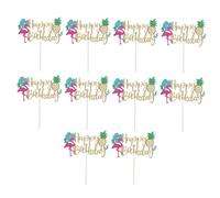 ULDIGI 10pcs Hawaiian Birthday Party Cake Inserts Tropical Flamingo and Pineapple Cupcake Decorations Use Beach Theme Cake Toppers for Poolside Luau Celebrations and Parties