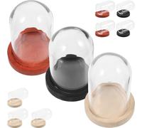ULDIGI 10pcs Mini Glass Dome with Three-color Wooden Base, 38x25mm Bell Jar Cloche Display Case for Home Décor, Tabletop Centerpiece, Micro-landscape and Preserved Flower Holder