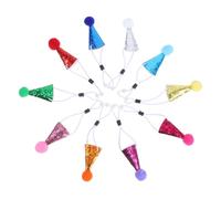 ULDIGI 10pcs Mini Party Hats for Animals and Pets Cute PU Cone Birthday Hats with Pom Poms Small for Dolls Stuffed Animals Reusable and Easy to Clean Accessories