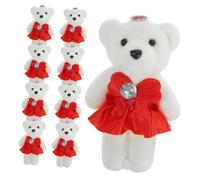 ULDIGI 10Pcs Mini Plush Bear Dolls Soft Lightweight Vivid Cartoon Stuffed Animals Wedding Car Bouquet Decorations Cute Home Party Favors