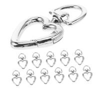 ULDIGI 12pcs Mini Heart-Shaped Carabiner Keychain Clips Silver Spring Snap Hooks for Backpack Purse DIY Accessories