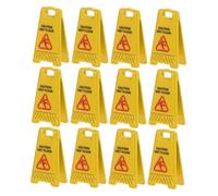 ULDIGI 12pcs Slide The Warning Sign Carefully Doll House Miniature Slippery Floor Safety Sign Slippery Floor Education Folding Wet Dollhouse Warning Plastic