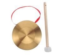 ULDIGI 15cm Alloy Copper Gong Handheld Mini Chinese Percussion Instrument Wooden Mallet and Red Hanging Ribbon for Meditation Celebration and Boys and Girls Music