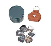 ULDIGI 15pcs Medium Celluloid Guitar Picks Set 13 Patterned Picks Tin Case and Holder Professional Folk Electric Ukulele Plectrums for Guitar Practice and Performance