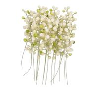 ULDIGI 15pcs Simulation Single Fork Berry Faux Flowers Cream Berry Stems Ornaments Home Decorations Faux Holly Home Accessories Bouquet of Flowers Artificial Iron Wire White