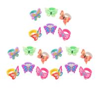 ULDIGI 18pcs childrens rings for butterfly shape PVC plastic ring jewelry for smooth and rounded party favors Christmas Halloween