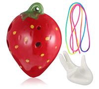 ULDIGI 1set Strawberry Ocarina Toy for Boy Girl Six-hole Beginner Instrument with Teaching Music Score and Stand Holder Plaything for Young Musicians