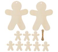 ULDIGI 2 Sets Christmas Wooden Gingerbread Man Xmas Tree Hanging Ornaments DIY Xmas Party Decorations for Tree
