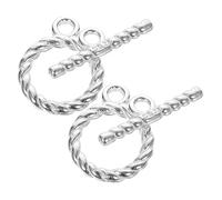 ULDIGI 2 Sets Plain Silver Bracelet Buckle DIY Toggle Clasps Fastener Hook Toggle Connectors End Clasps Bracelet Connecting for Jewelry Making