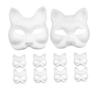 ULDIGI 20pcs DIY Cat Masks Blank White Paper Pulp Animal Masks for Hand Painting for Halloween Parties and Masquerade Cosplay Crafting Creative Fun for Adults