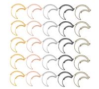 ULDIGI 25Pcs Rotatable Moon Shape Hollow Frame Pendants DIY Jewelry Accessories with Color Alloy Open Bezel Trays for Crafting Embellishments and Resin Molds